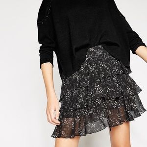 The Kooples High Waisted Moon Flowers Ruffled Skirt